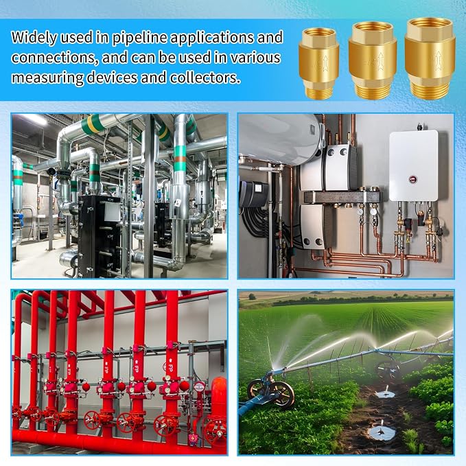 2Pcs 1/2in NPT Spring Check Valve, Brass Non Return One Way Check Valve - Image 9