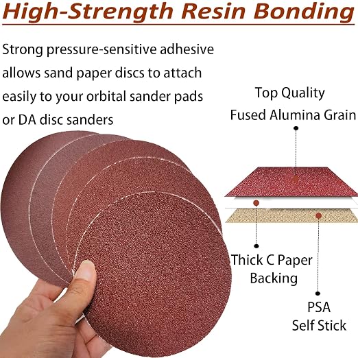 100 PCS 5" PSA Sanding Discs -20 Each of 60, Grit- 5 Inch Self Adhesive - Image 3