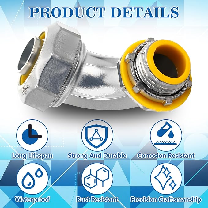 Chumia 6 Pack 1/2 Inch Liquid Tight Connector 90 Degree Liquid Tight Connectors - Image 2