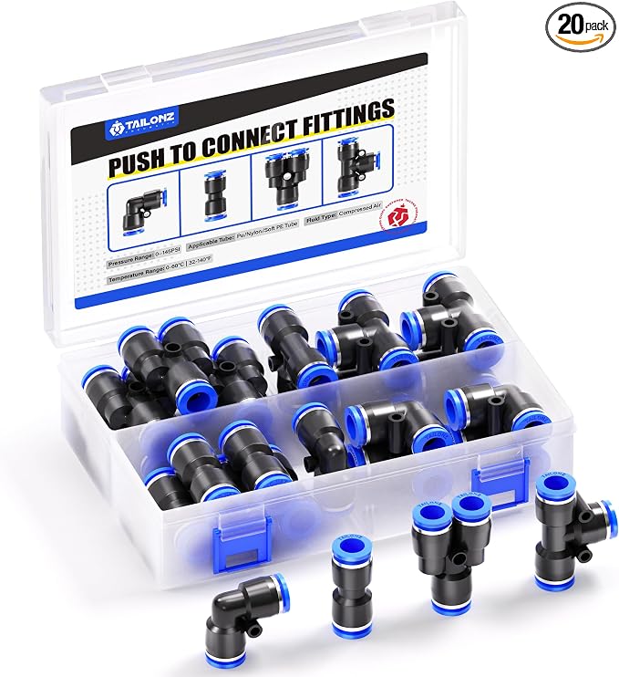 TAILONZ PNEUMATIC 16mm od Push to Connect Fittings Pneumatic Fittings Kit 5 by TAILONZPNEUMATIC