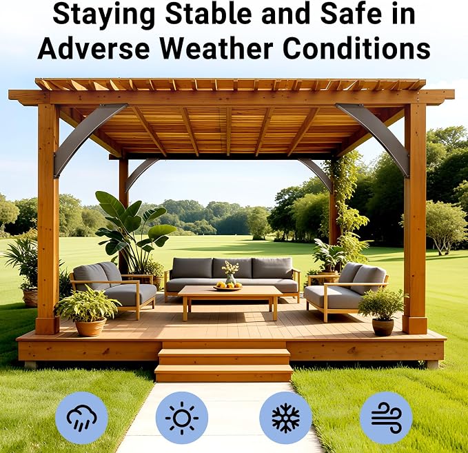 Heavy Duty Arc 45 Degree Angle Bracket, Wood Pergola Bracket Kit-2 Pcs - Image 5