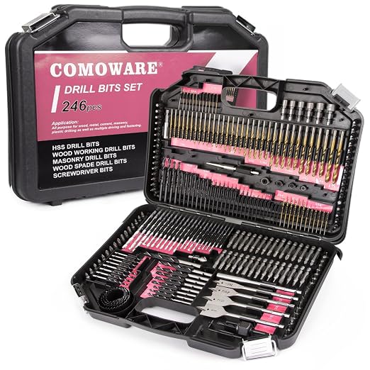 COMOWARE 246 Pcs Drill Bit Set for Cordless Drill, Drill Driver Bit Set for Wood by COMOWARE