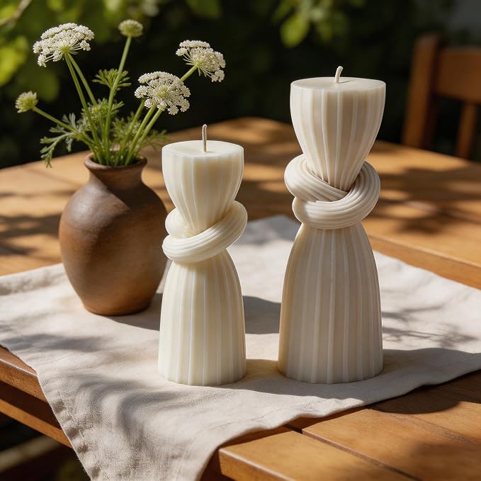 2 PCS Nordic Knot Pillar Candle Handmade Pillar Scented Soy Wax, room & Table - Image 8