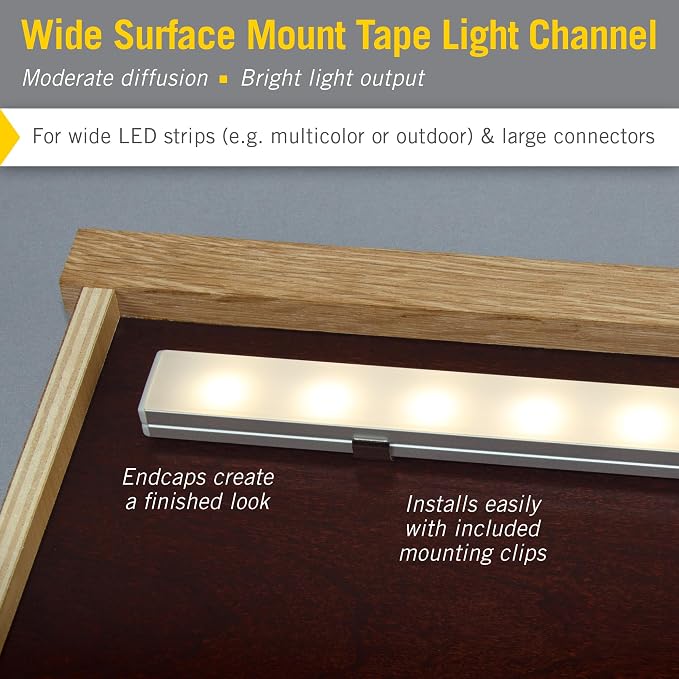 Armacost Lighting Wide Surface Mount LED Tape Light Mounting Channel 5-Pack - Image 3