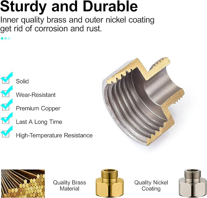G 1/2 Female to 3/8 Male COMP Reducer Adapter, Brass Pipe Fittings Water Hose - Image 6