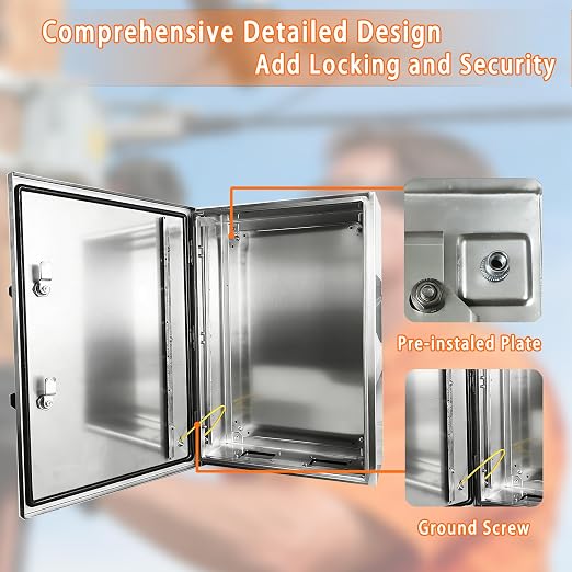 NBCYUNER Stainless Steel Electrical Enclosure 24x16x8 Inch NEMA 4X Enclosure - Image 4