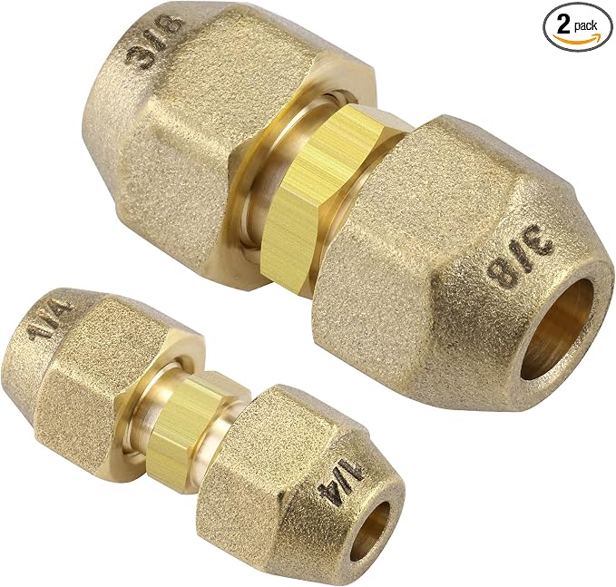 2-Pack 1/4 and 1/2 Inch AC Copper Pipe Extension Connectors | Includes 2 union by Timsec