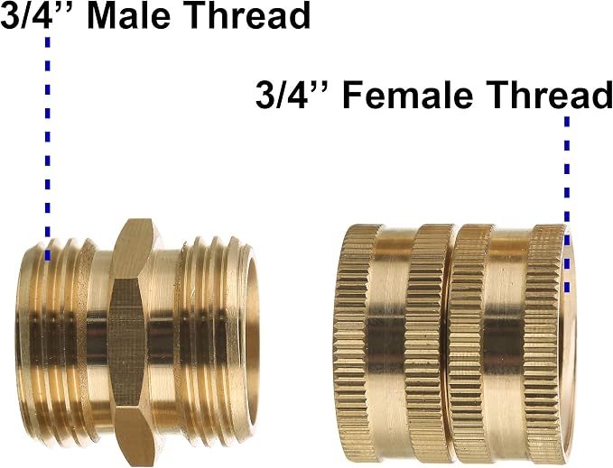 M MINGLE Garden Hose Adapter 3/4”, Male to Male, Female to Female, Solid Brass - Image 2