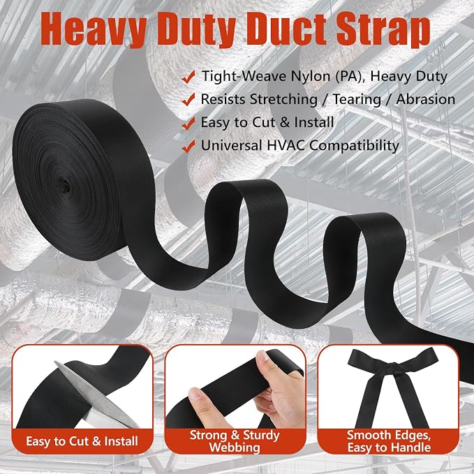 148Ft HVAC Duct Strap 2pcs, Tight-Weave Nylon Duct Support Webbing, Heavy Duty - Image 5