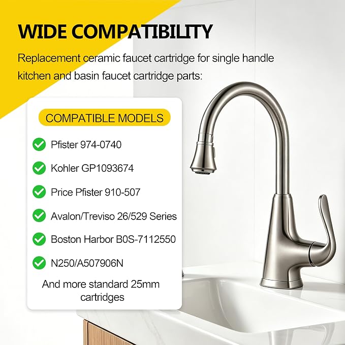 25mm Faucet Cartridge Replacement, Compatible - Image 5