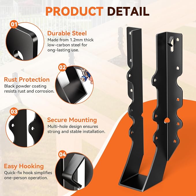 50 Pcs Black 2x10 Joist Hanger, LU210 18 Gauge Double Shear Face Mount Joist - Image 7