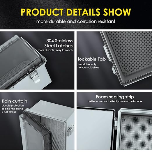 IP67 Outdoor Electrical Junction Box Waterproof 13.8''×9.8''×5.9" | - Image 4