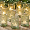 24 Pack Clear Glass Votive Candle Holders, Vintage Candle Holder by Qipecedm