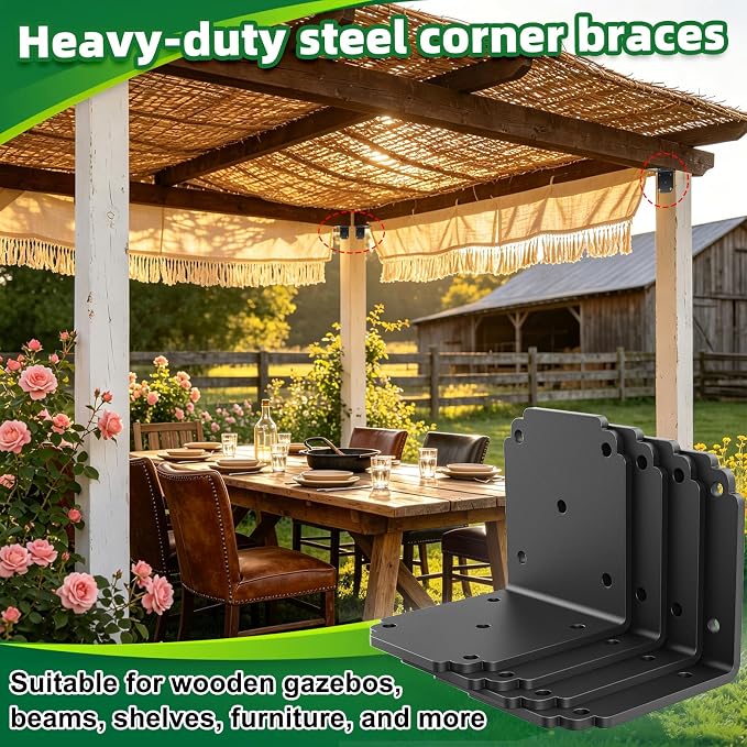 8 PCS 4x4x3.5 L Right Angle Bracket, Heavy Duty Corner Brace | - Image 5
