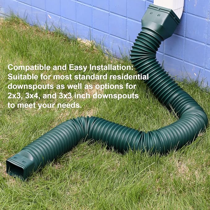 plusgutter Green-2pack Rain Gutter Downspout Extensions Flexible, Drain - Image 5