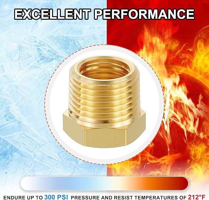 5 Pack Male to FeMale Adapter, 3/8" NTP Male x 1/4" NTP Female Threaded Brass - Image 7