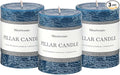 3x4 Inch Dark Blue Pillar Candles Set of 3 by MiraScents