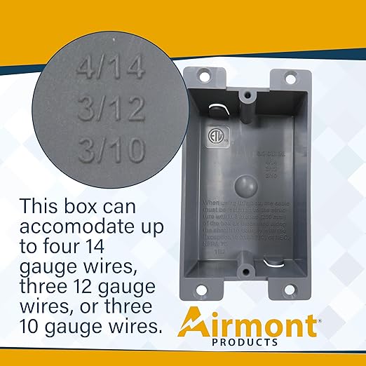Airmont Products 14 in. Old Work Electrical Box, 1-Gang 14 Cu in Non-Metallic - Image 3