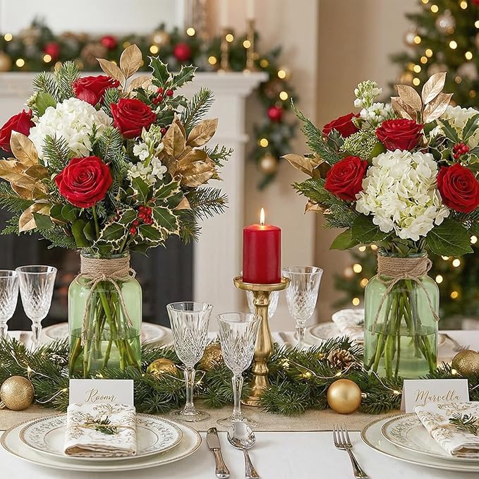 6 Pack Mason Jar Vases for Centerpieces, Wide Mouth Mason Jars - Image 7