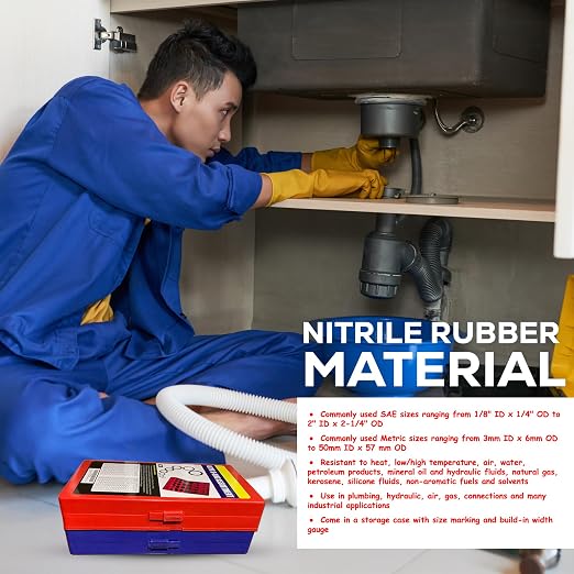 SAE Metric Rubber O-Ring Washer Assortment Kit, Automotive Storage Case - Image 4