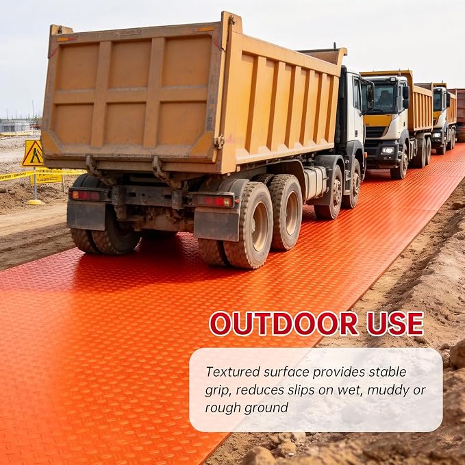 12Pcs 3'x8' Ground Protection Mats w/22 Connectors, Double Sided Diamond Tread - Image 7