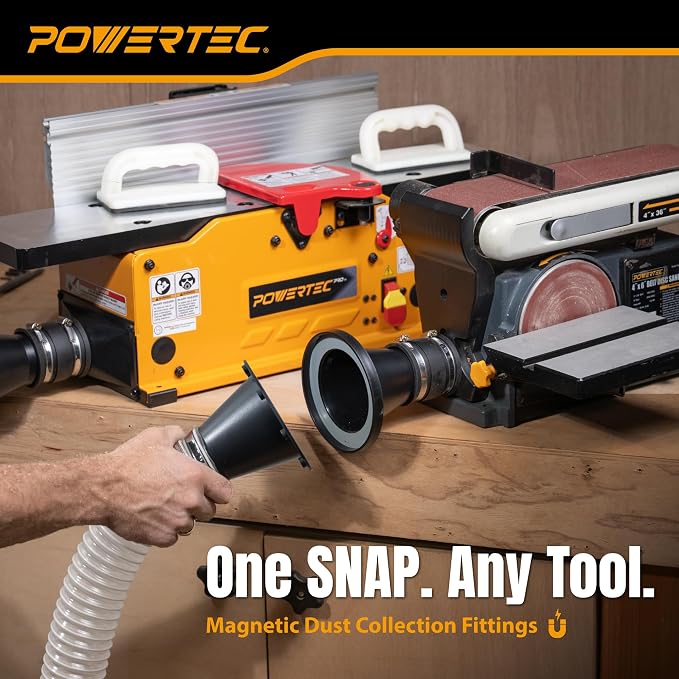 POWERTEC 4” to 2-1/2” Steel Ring Port Receiver, Magnetic Dust Collection Fitting - Image 4