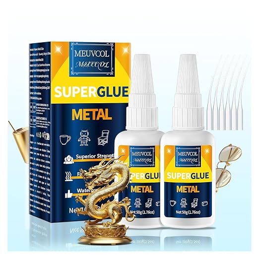 Super Glue for Metal 100g, Fast-Drying Super Glue for DIY Crafts, Wood and by Meuvcol
