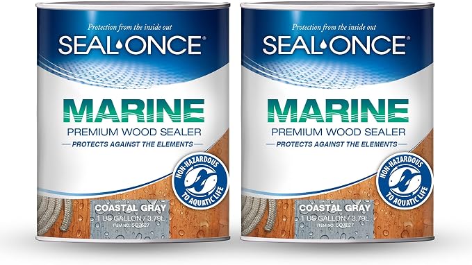 SEAL-ONCE Marine Ready Mix Wood Sealer and Stain, Coastal Gray, 2 Gallon | by SEAL-ONCE