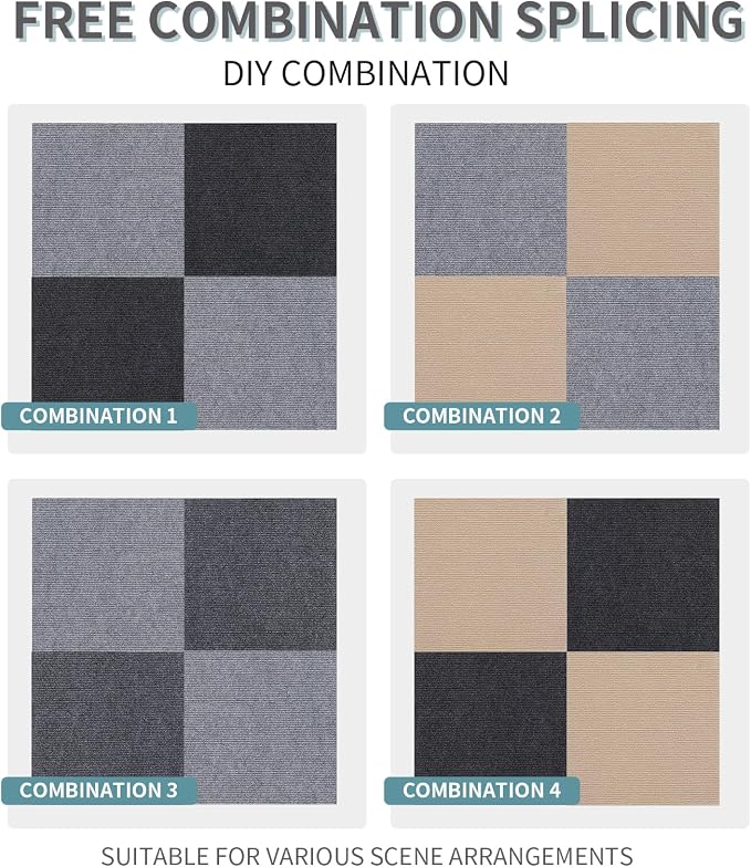 25 Pack Self-Adhesive Carpet Tiles 12x12 Inch, Peel and Stick Temporary Flooring - Image 5