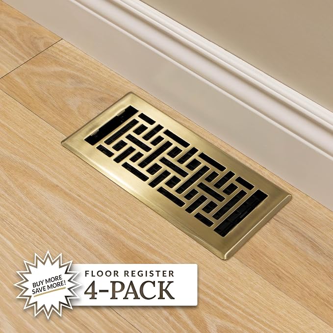 Decor Grates AJH410-A Oriental Floor Register, 4x10 Inches, Antique Brass Finish - Image 6