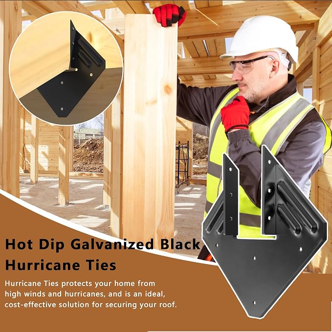 50pcs 14-Gauge Hurricane Ties for Rafter, Hurricane Clips for Roofing Wood - Image 4