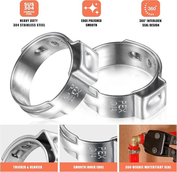66pcs 3/4 pex crimp rings for PEX Tubing Pipe Fitting Connections | 304 - Image 4
