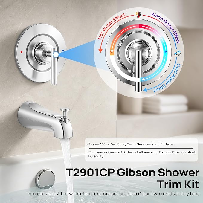 Shower Faucet Trim Kit with Tub Spout, Compatible with Moen Gibson Posi-Temp - Image 6