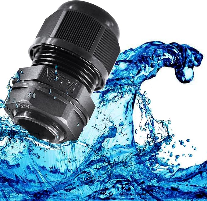 XHF 2 Pcs 3/4" IP68 Strain Relief Nylon Cord Grip NPT Cable Glands Adjustable - Image 5