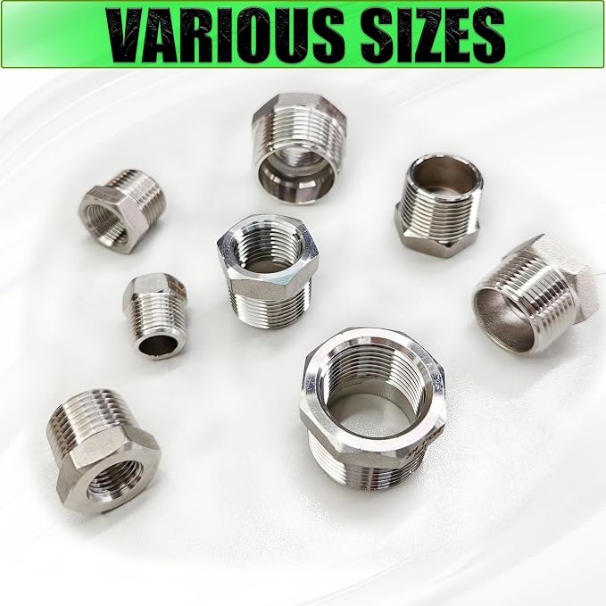 2 Pcs 304 Stainless Steel 3/4" Male to 3/8" Female Reducer Bushing, 3/4 Inch - Image 8