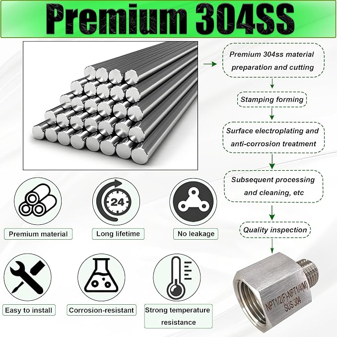 Reducer Adapter Fitting, 1/2" NPT Female x 3/8" NPT Male Reducing Pipe - Image 2