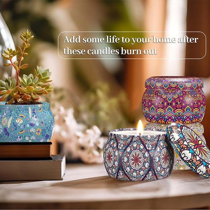 Scented Candles, Gifts for Women | 4 assorted scents, 120h burn time, cotton - Image 3