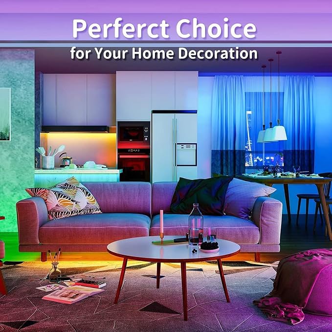 Tenmiro 50ft Led Strip Lights, Smart Led Lights Strip Music Sync Color Changing - Image 7