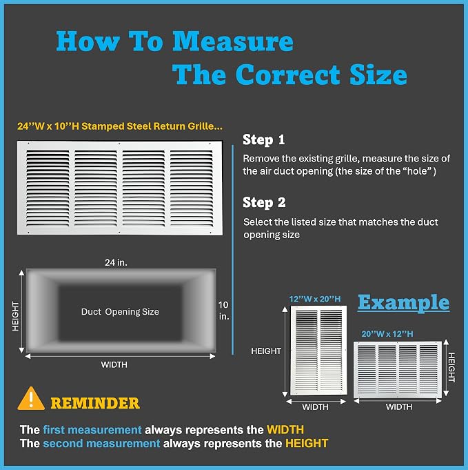 Fits 24x10 Duct Opening Stamped Steel Return Air Grille Vent Cover Grille - Image 7