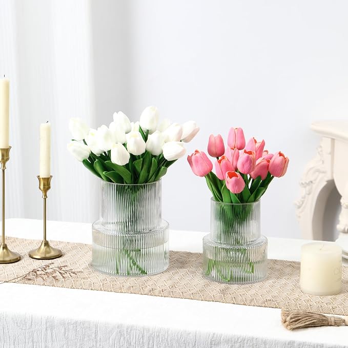 Ribbed Glass Vases for Bouquet, Modern Glass Vase for Living Room, Coffe Table - Image 4