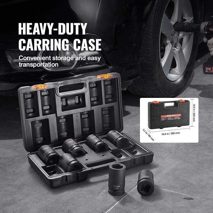 VEVOR 1" Drive Impact Socket Set, 8 Piece Deep Socket Set Metric 27-41mm - Image 6