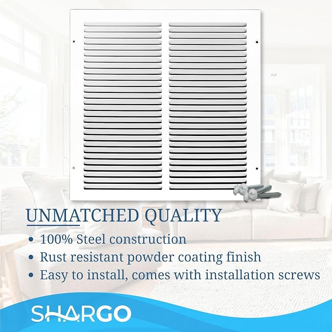 12x12 Air Return Vent Cover, Solid Steel White, 4 Pack - Image 7