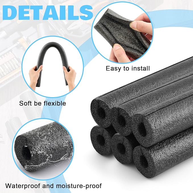 6 Pcs 2 Feet Foam Pipe Insulation Foam Tube Insulating Water Pipe Pool Swim - Image 3