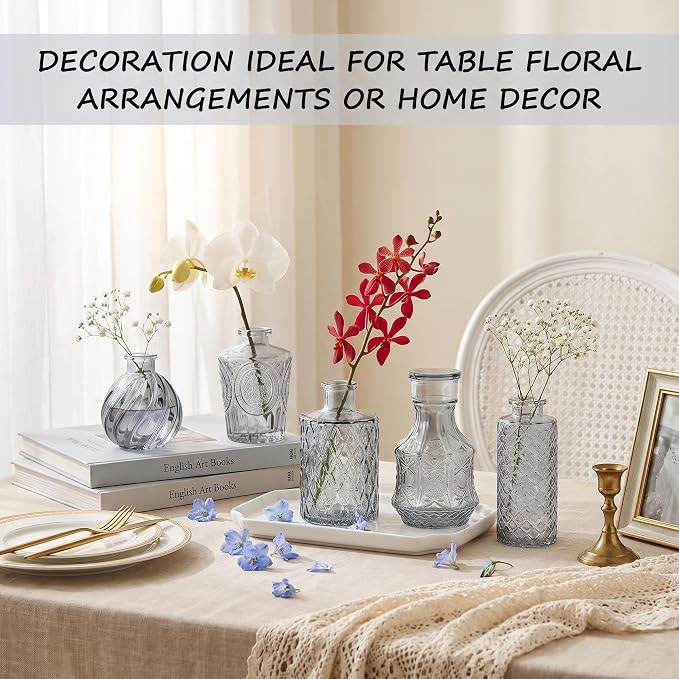 Clear Glass Bud Vase Set of 14 Pcs, Small Bud Vases in Bulk, Glass Crystal - Image 7