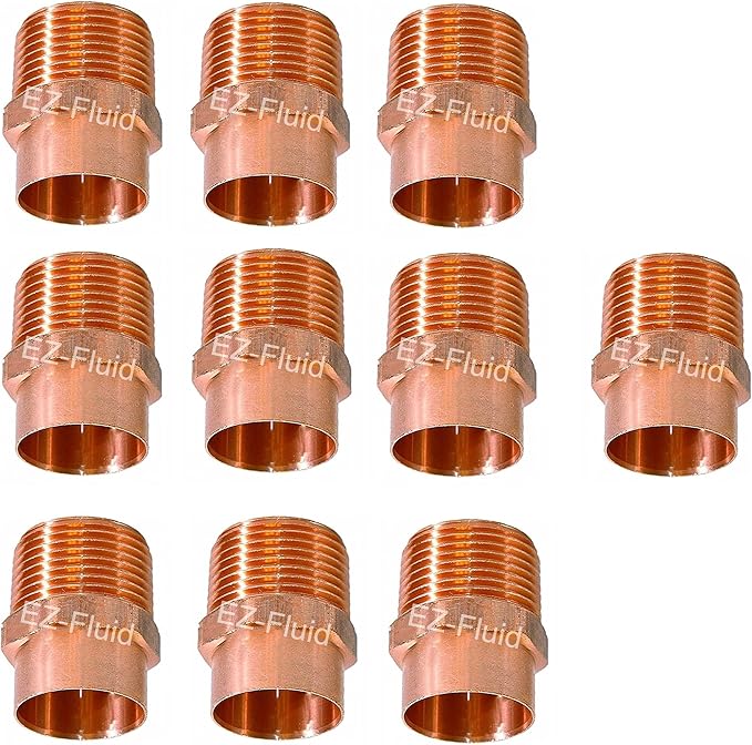 EZ-FLUID 1-1/4" C X MIP LF Copper Male NPT Adapter Pressure Copper Fittings by EZ-FLUIDPlumbingProducts