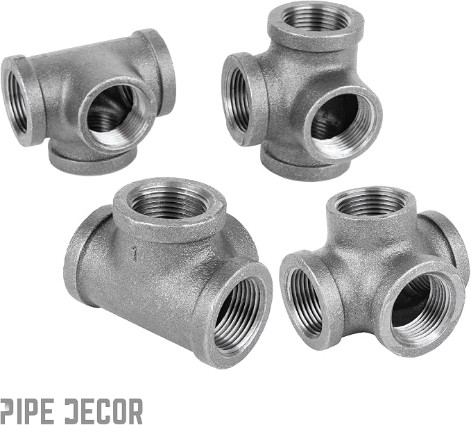 1/2" Side Outlet Tee Fitting, PIPE DECOR Black Malleable Iron Fittings Fit - Image 7