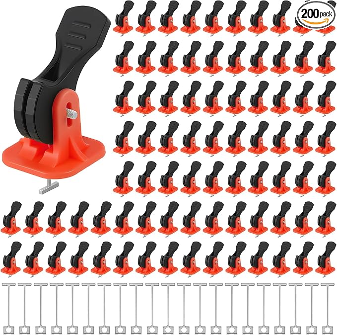 Nuanchu Tile Leveling System Kit 200 Reusable Tile Spacers + 200 1/16'' by Nuanchu