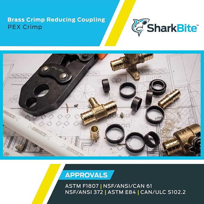 SharkBite 3/8 x 1/2 Inch Crimp Reducing Coupling, Brass Plumbing Fitting - Image 5
