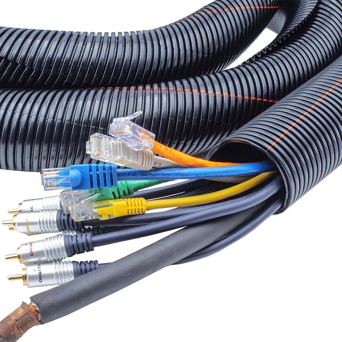 Electriduct 1.25" UV Rated Flame Retardant Wire Loom Black Nylon Split Tubing - Image 2