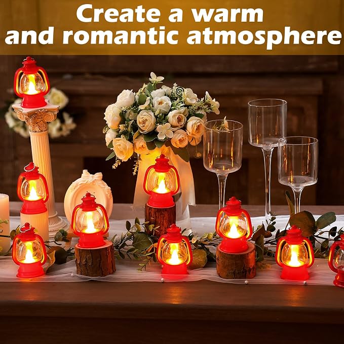 Ferraycle 12 Pcs Mini Lanterns 4 Inch Red Lamp Table Decor | Western Cowboy - Image 5